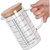 600ml/20.28oz Microwave Safe Glass Measuring Cup | Heat Resistant Borosilicate, V-Shaped Spout, Clear Scale, Multipurpose for Kitchen, Coffee &amp; Yogurt(600ml/20.28oz)