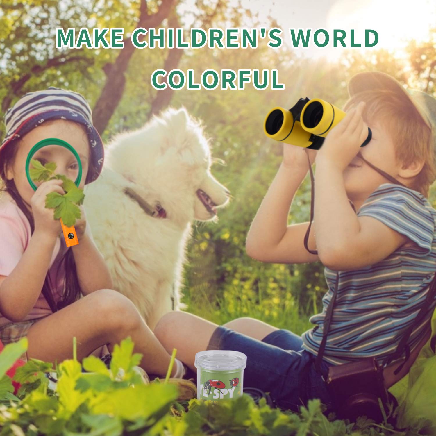 UTTORA binocolo Bambini, 25 in 1 Set di binocoli per Bambini, Set di esplorazione all\'aperto, Ideale per 3 4 5 6-12 Anni Ragazzo e Ragazza, Kit educativo per Bambini per Esterno (25 Pezzi)