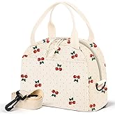 WOBAGMEN Lunch Box for Women,Cherry Lunch Bag Cute Corduroy Insulated Lunch Box With Shoulder Strap for Adult Womens for Work Picnic (cherry)