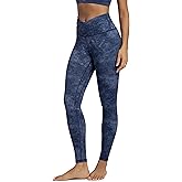 ODODOS Women's Cross Waist Yoga Leggings with Inner Pocket, 23"/25"/28" Gathered Crossover Workout Yoga Pants