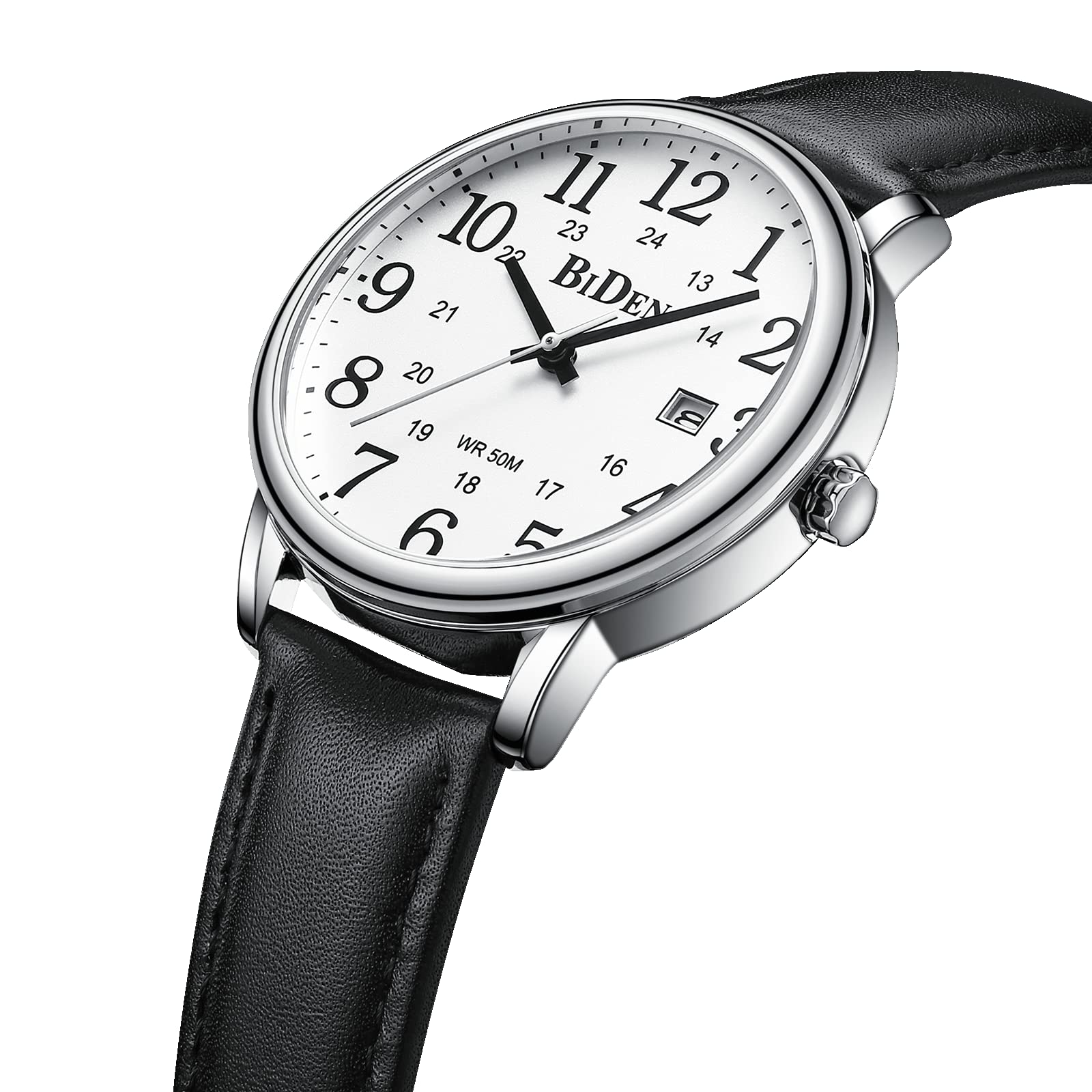 HANPOSH Watches Men's Watch Analogue Quartz Watches for Men Waterproof Wristwatches Men's Fashion Business Watch with Date Leather Strap