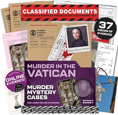 Lucky Egg Death in the Vatican Murder Mystery Game – 40 Evidence Pieces