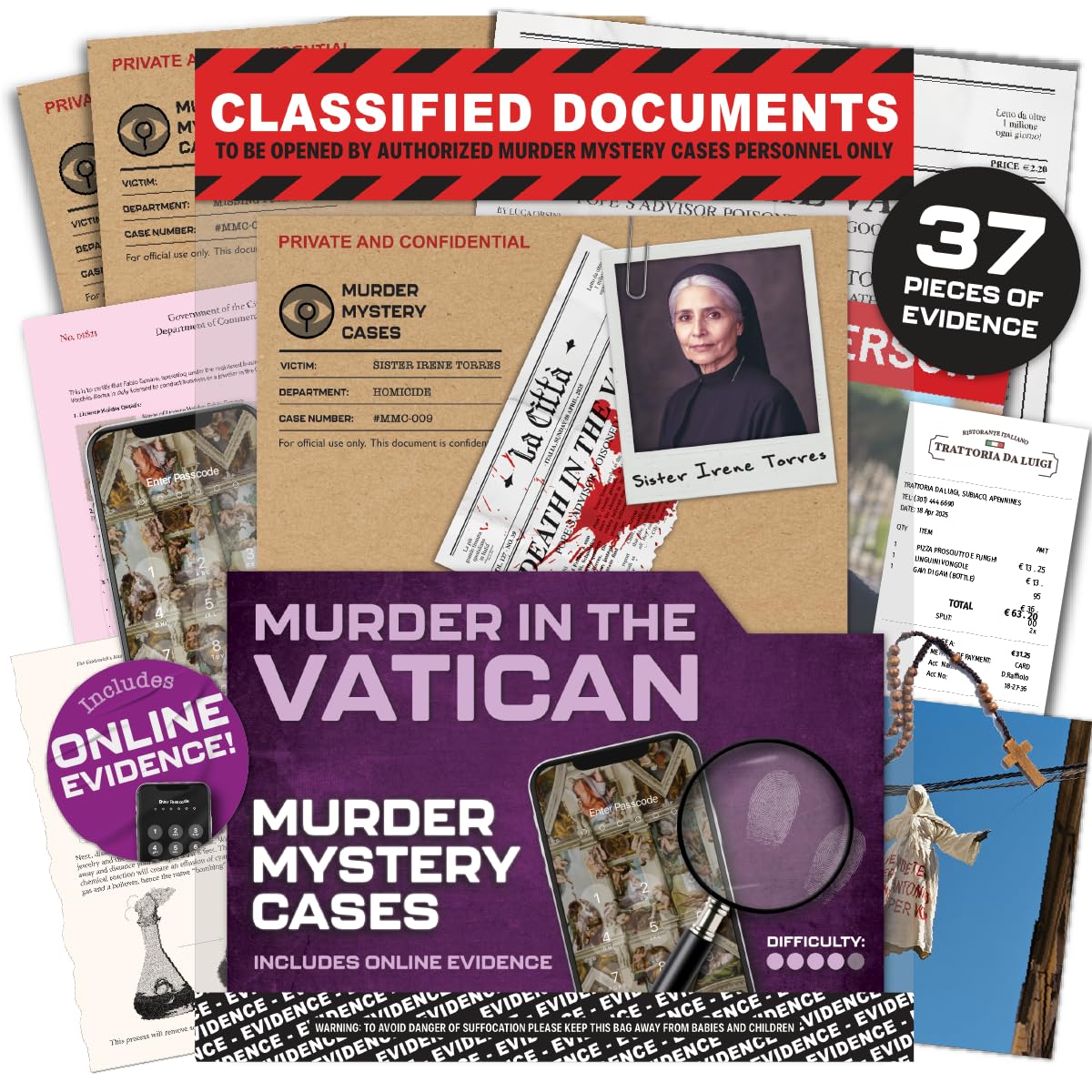 Lucky Egg Murder Mystery Case File Game Murder of an Activist - Detective Game with Realistic Crime Solving Experience (Vatican)