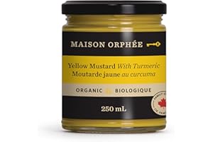 Organic Yellow Mustard with Turmeric 250ml, BBQ Condiment & Dipping Sauce for Burgers and Hot Dogs, Low FODMAP Organic Mustar