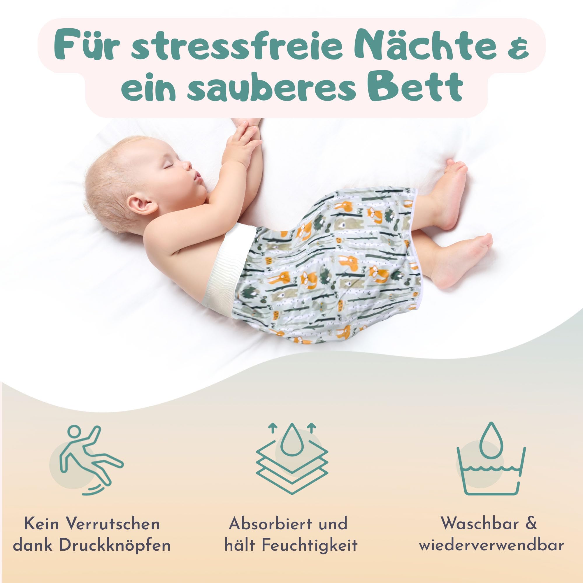 Lumina Windelrock Forrest Animals – Stilvoller Auslaufschutz für Babys & Kinder ab 2,5 bis 5 Jahren – Trainingshose & Überhose in der Nacht – Saugfähige Windelhose atmungsaktiv & waschbar, Größe 2 5