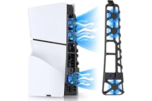 DOBE FOMIS ELECTRONICS Dobe PS5 Slim Cooling Fan [Auto On/Off] with LED Light, Accessories for Playstation 5 Slim Disc and Digital Editions, Quiet Cooling System, Compatible with Horizontal Stand For Gaming Console