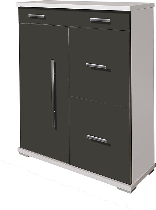 OVERHOME365 2215 B/G - Zapatero, madera, color blanco y gris, 76x34