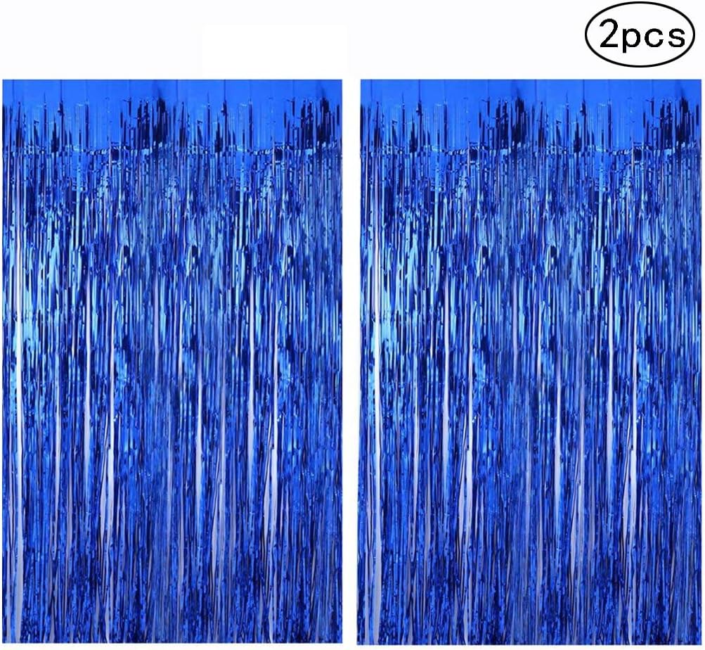 CCINEE Metallic Tinsel 3ftX8ft Foil Fringe Curtains for Birthday Party Photo Backdrop Decoration, 2 Packs