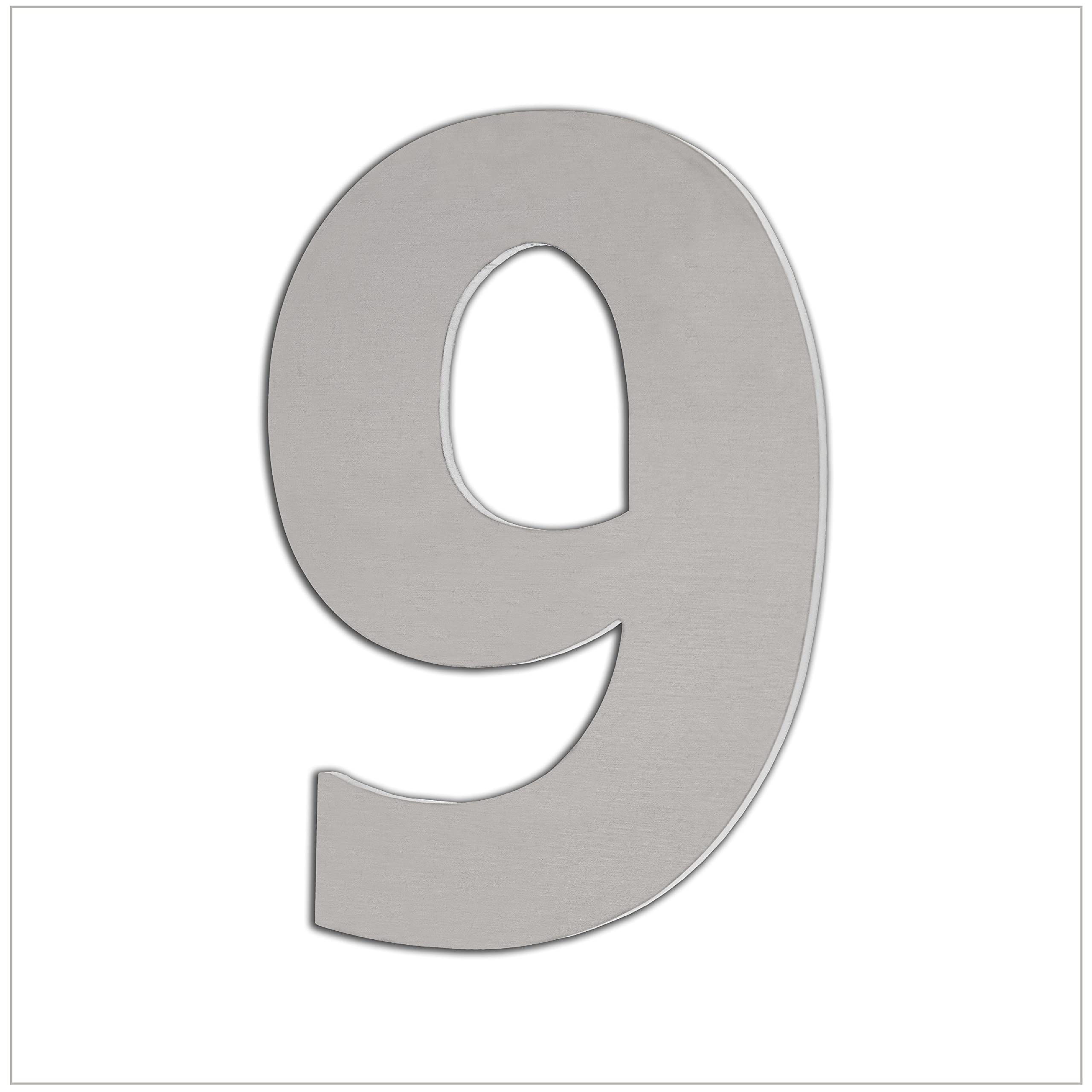 EVI Herrajes | House Number | 12cm Adhesive Stainless Steel Door Numbers | Waterproof | "9" Digit