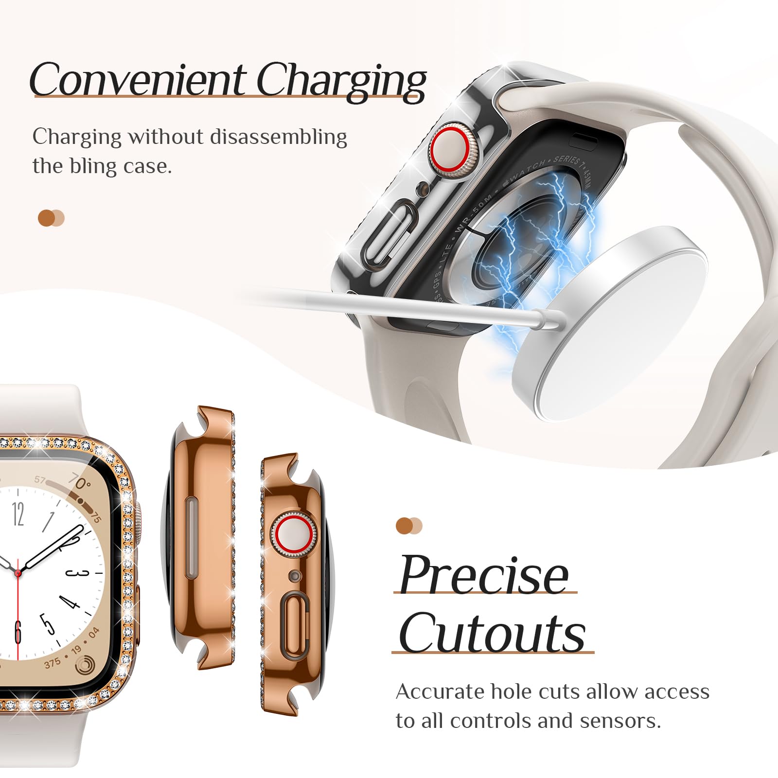 Goton 2-Pack Bling Case for Apple Watch Series 9 8