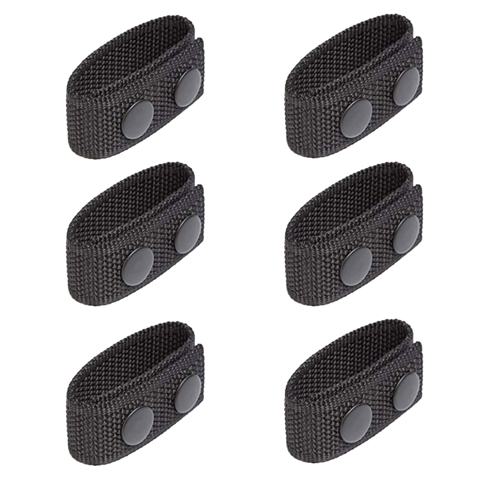 WUDQIJI Nylon Duty Belt Keeper Pack of 6 Duty Belt Keeper Belt Holder Belt Loops Nylon Snap Belt Keeper with Double Press Studs for Outdoor Sports Camping Police (Black)