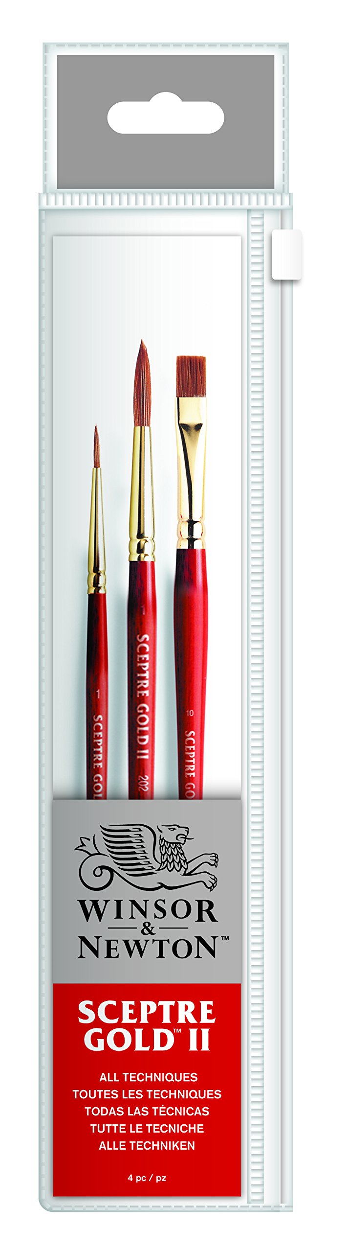 Winsor & Newton Sceptre Gold II Short Handle Brush, Pack of 3