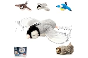 Flying Bird Cat Toy,Simulated Chirping Bird Cat Toy,2026 New Flapping Bird Toy,Plush Cats Toys for Bored Indoor Cat (Penguin)