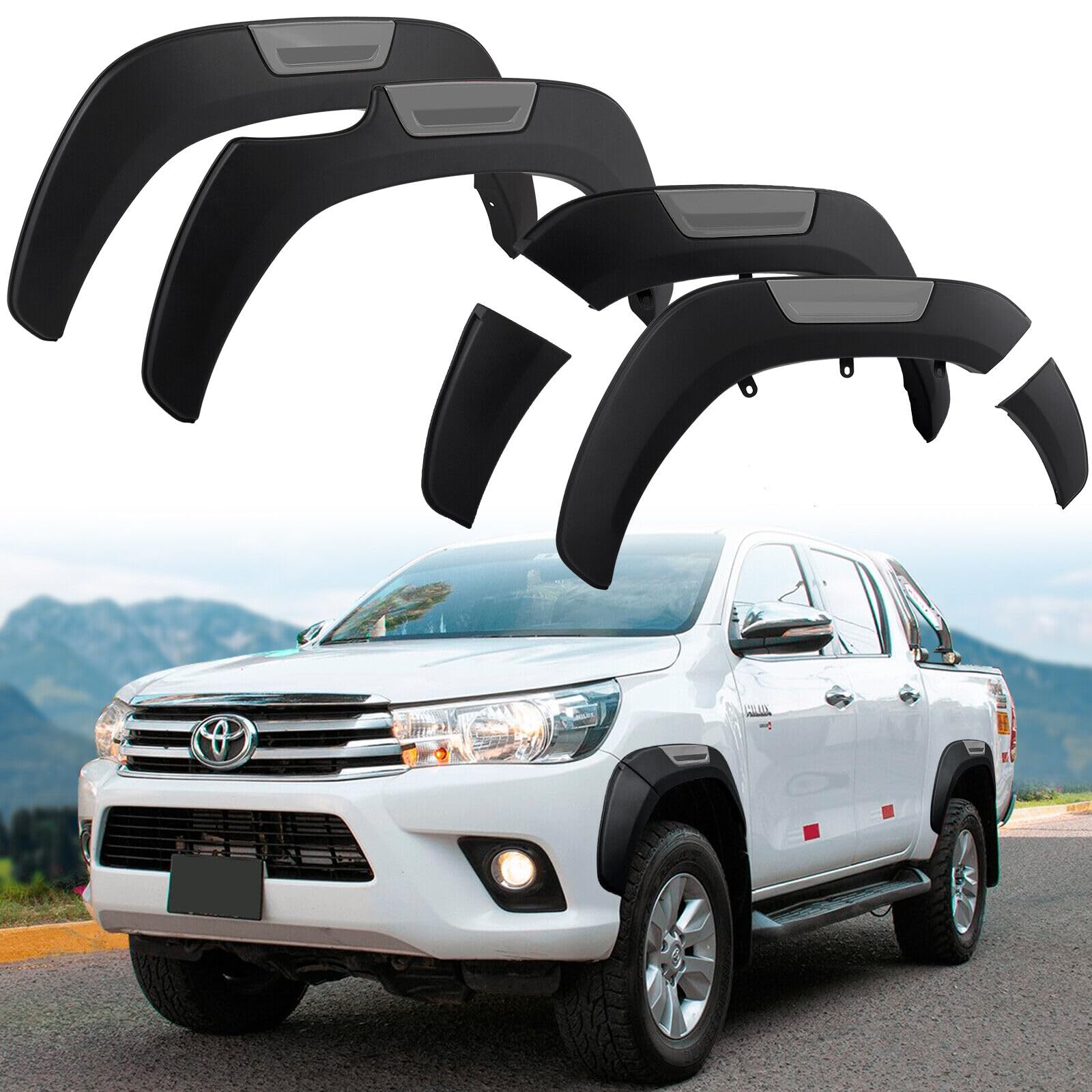 JHCHAN Protection de Pare-Chocs Arrière pour Toyota Hilux AN110 AN120 AN130 2015-2020 Invincible Pickup ABS Protection de Bords Protection de Pare-Chocs Lot de 3