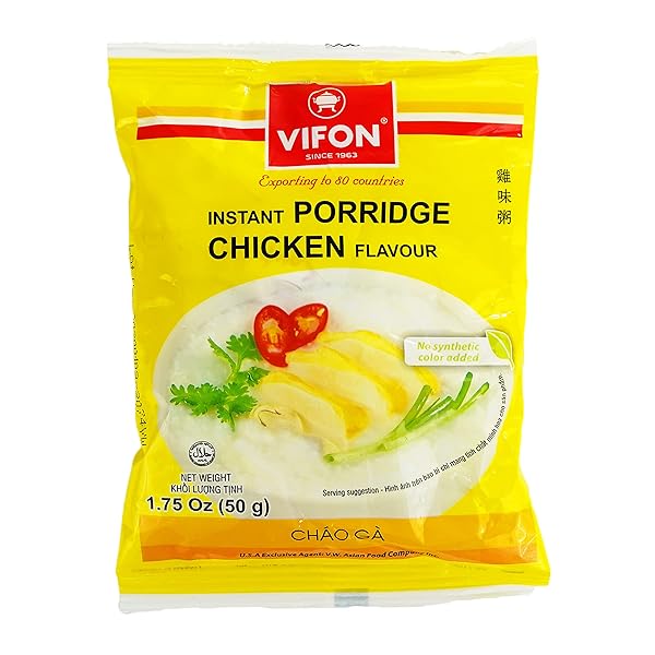 VIFON INSTANT PORRIDGE CHICKEN FLAVOR CHAO GA, SINGLE SERVE 1.75 OZ BAG