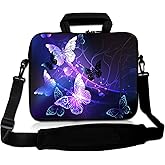RICHEN 11 11.6 12 12.5 13 inches Laptop/Chromebook/PC Messenger Bag Tablet Travel Case Neoprene Handle Sleeve with Shoulder (11-13.3 inch, Butterflies)