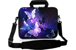 RICHEN 17 inch Laptop Shoulder Bag Carrying Case Computer PC Cover Pouch with Handle Fits 15.6/16/17/17.3/17.4 inch Laptop Notebook (16-17.3 inch, Butterflies)