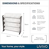 LIVIVO 4 Tier Kids Toy Storage Unit Grey White with 12 Bins view 2