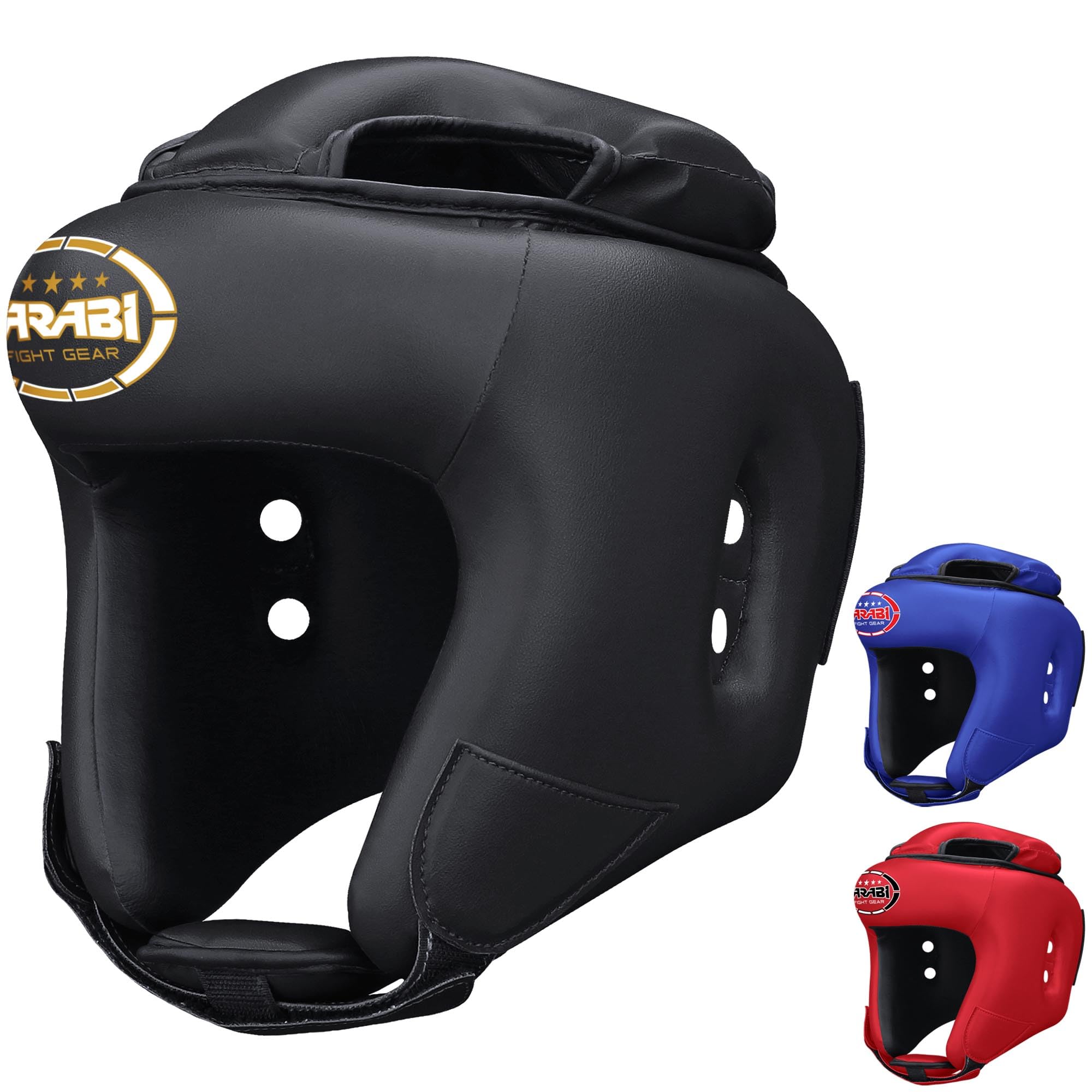 Farabi Boxing Head Guard Protector Open Face Adi Series of Boxing Helmet (Black, Medium)