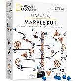 NATIONAL GEOGRAPHIC Magnetic Marble Run - 150-Piece STEM Building Set for Kids & Adults with Magnetic Track & Trick Pieces & 