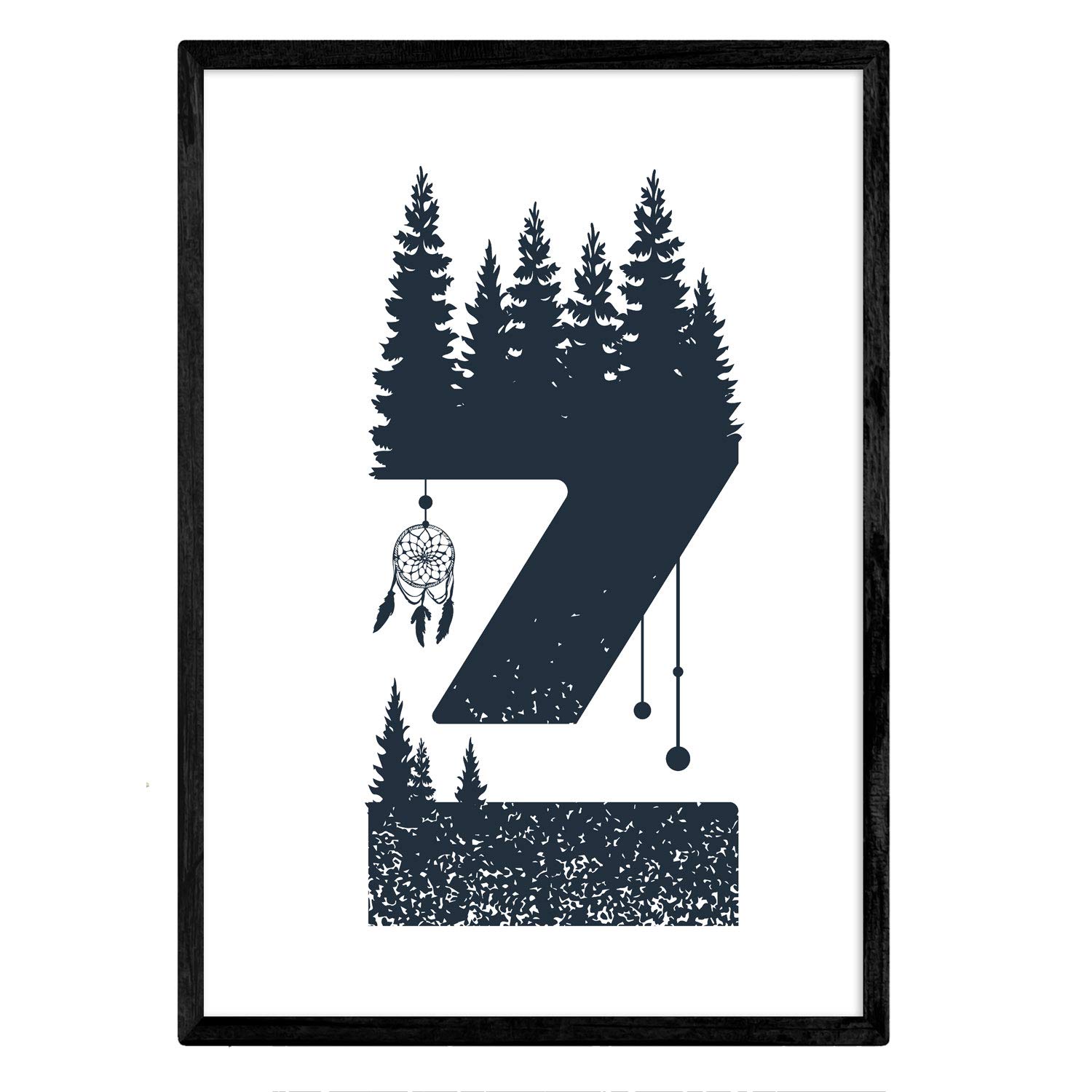 Nacnic Letter Z with forest and mountains. Naturaleza.Posters of letters with design. A3 size unframed — image 1