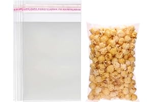 Dakoufish Self Sealing Cellophane Bags,6x9 Inches 100 Pcs Cookie bags Resealable Self Adhesive Cellophane Treat Bags for Part