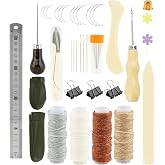 39pcs Book Binding Kits for Beginner,Book Binding Material Bone Folder Tool | Hand Bookbinding Tools Kit with Waxed Thread,Binding Ribbon,Awl,Needles,Ruler for DIY Bookbinding,Paper Crafts,Book Repair