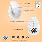 Logitech Lift Vertical Ergonomic Mouse Wireless Bluetooth USB Receiver White view 7