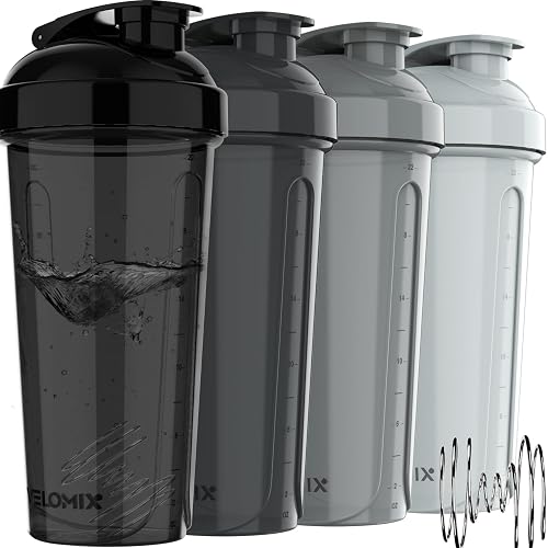 Saudi Shaker VELOMIX -4 PACK- Protein Shaker Bottles for Protein Mixes, 28 OZ Shaker ...