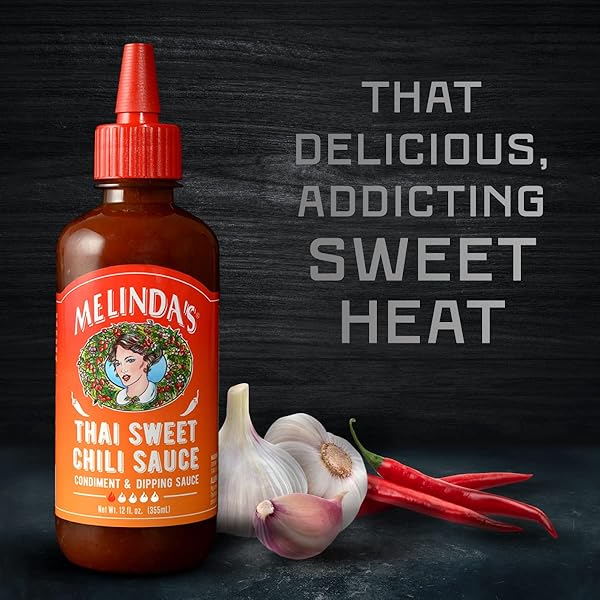 MELINDA’S THAI SWEET CHILI – SWEET AND MILD ASIAN CHILI SAUCE MADE WITH WHOLE FRESH INGREDIENTS – GOURMET HOT & DIPPING SAUCE – KETO FRIENDLY – 12OZ, 1 PACK