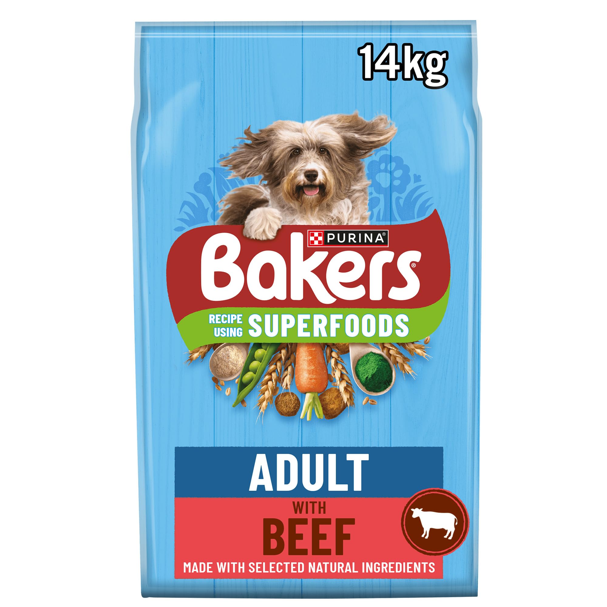 BAKERS Superfoods Adult Dry Dog Food Beef with Vegetables 14kg Pack