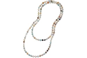 Aobei Pearl 8mm Round Natural Amazonite/Irregular Turquoise Long Beaded Necklace Wrap Bracelet Handmade Gemstone Jewelry for Women Men