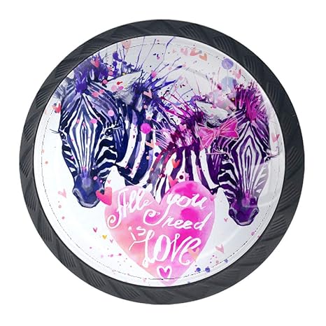 Coosun Watercolor Love Zebra Drawer Knob Pull Handle Crystal Glass