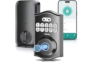 Yeolet Fingerprint Keyless Entry Door Lock with App Control Smart Electronic Keypad Deadbolt for Front Door Anti Peeping Password One Time Password, Black