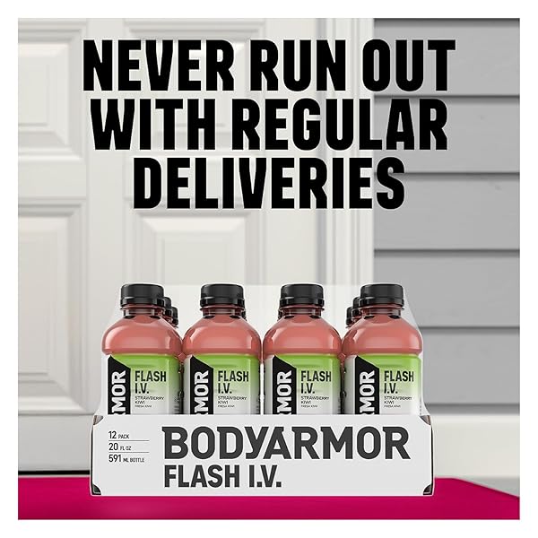 BODYARMOR FLASH I.V. ELECTROLYTE BEVERAGE, ORANGE, HYDRATION DRINK WITH COCONUT WATER FOR RAPID REHYDRATION, POST WORKOUT RECOVERY, 20 FL OZ (PACK OF 12)