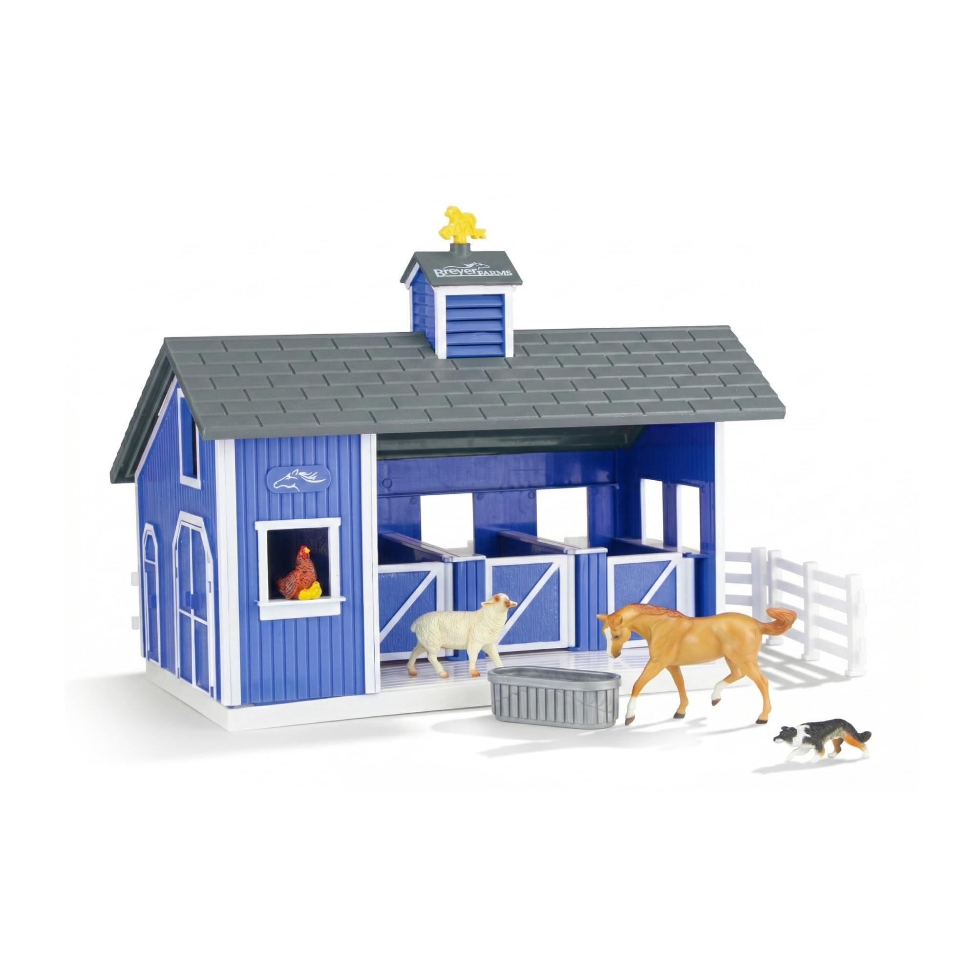 Bandai Breyer Farms Home at the Barn Playset | 10 Piece Playset Wood Stable with 1 Stablemates Horse & Accessories | Plastic Animal Figures Make Great Horse Gifts for Girls and Boys