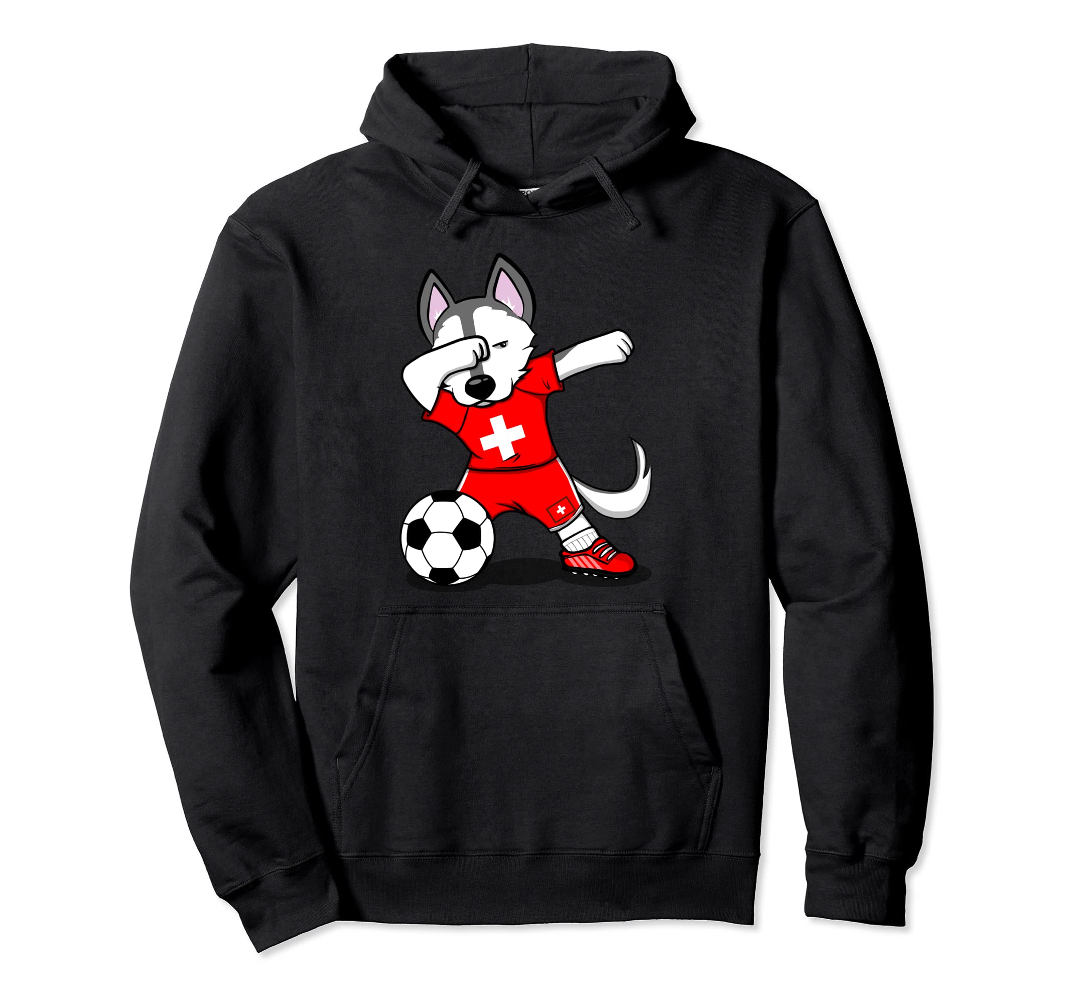 Dabbing Husky Switzerland Soccer Fans Jersey Swiss Football Pullover Hoodie