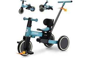 BoBike 5-in-1 Tricycle for Toddlers 18 Months to 5 Years, Kids Bike with Upgraded Pedals, Parent Push Handle, Balance Bike & Easy Assembly for Boys Girls (Sky Blue)