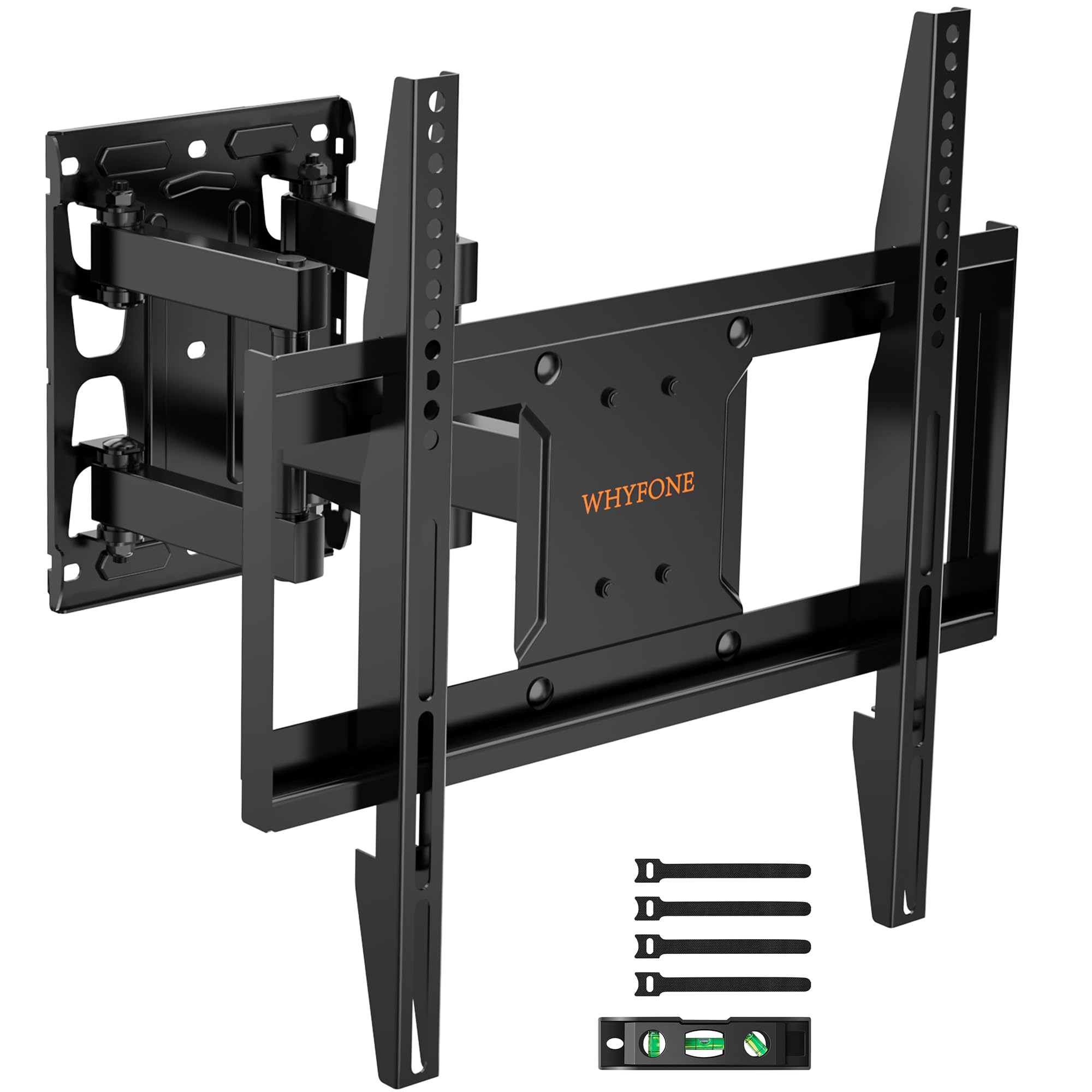 TV Wall Bracket Swivel WHYFONE Adjustable Full Motion TV Mount Tilt and Extend Double Articulating Arm Wall Mount for 26-65 Inch Flat & Curved TVs up to 45kg, Tv Bracket Max. VESA 400x400mm