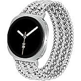 Dressy Beaded Bracelet Compatible with Samsung Galaxy Watch 8 Band 40mm 44mm/8 Classic 46 mm Women, Fashion Cute Strechy Stainless Steel Beads Strap for Galaxy Watch 8