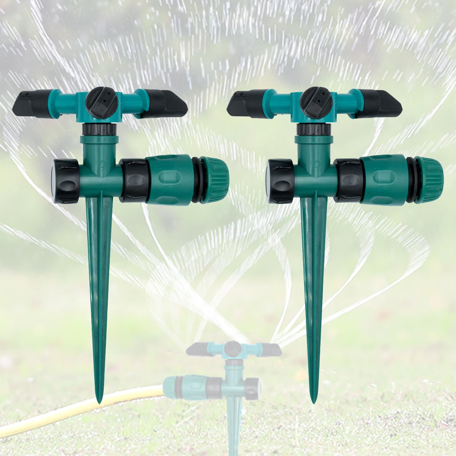 YEKUYEKU Garden Sprinklers, Garden Lawn Sprinkler, Lawn Sprinkler, Sprinklers for Lawns, 360° Automatic Rotating Lawn Sprinkler Adjustable Watering System for Yard Garden Lawn Large Coverage Area