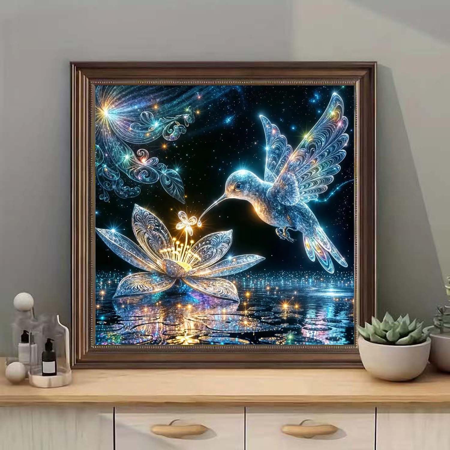 SHICERNHJ Hummingbird Diamond Art Kits for Adults,DIY Bird Diamond Painting Kits Round Diamond Dots for Adults,5D Full Drill Painting Kit Art and Crafts for Adult Home Wall Decor 14 X 14inch