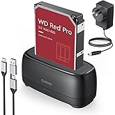 ORICO Hard Drive Docking Station for USB C 2.5”/3.5” SSD HDD SATA I II III External Hard Drive Dock 22TB 2 in-1 Type C to USB A Cable (DD18C3)