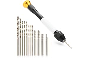 Korwuira Pin Vise Hand Drill Manual with 22pcs Micro Drill Bits Set（0.6mm-2.5mm）Professional Rotary Craft Mini Drills for Jewelry Making Supplies Resin Wood Plastic Miniature