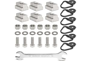 MEDOON Bed Deck Rails Cleat T Slot Nuts Fits Screws with 3/8"-16 Thread 6pcs,Stainless 3/8-16 Hex Head Bolts 6pcs,Tie Down Anchors Rings Trailers Hook Cargo Bolt 6pcs with 1 Wrench for Toyota Tundra Tacoma
