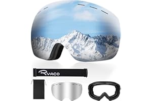 Ryaco Ski Snowboard Goggles, OTG Anti-Fog,100% UV Protection Spherical Frameless Snow Goggles, for Men Women Youth Adult