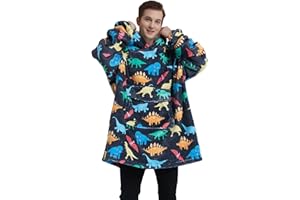 Fiosnow Multidinosaur Blanket Hoodies for Women and Men Adult Oversize Wearable Blanket Hoodies for Soft and Warm