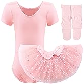 Dancina Girls and Toddlers Ballet Outfit Set - Cotton Leotard with Sparkle Tutu and Matching Dance Tights