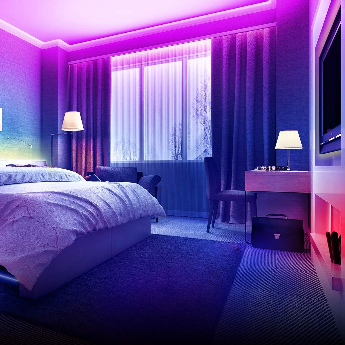 Lepro 50ft LED Strip Lights, Ultra-Long RGB 5050 LED Strips with Remote Controller and Fixing Clips, Color Changing Tape Light with 12V ETL Listed Adapter for Bedroom, Room, Kitchen, Bar(2 X 24.6FT): Home Improvement