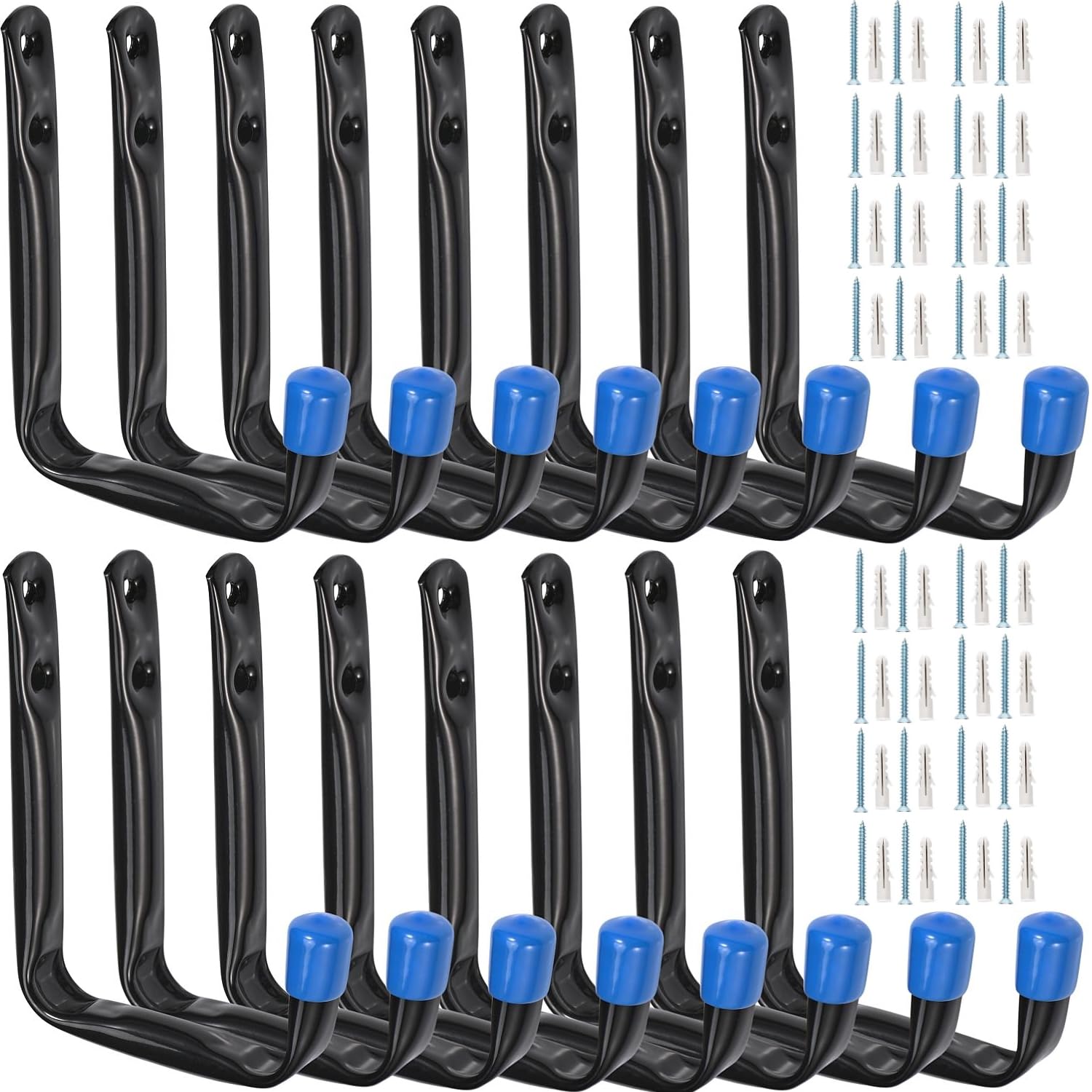 Locawaya Garage Storage Hooks, 16 Pcs Heavy Duty Wall Mount J Utility Hangers for Tools, Cable, Extension Cord